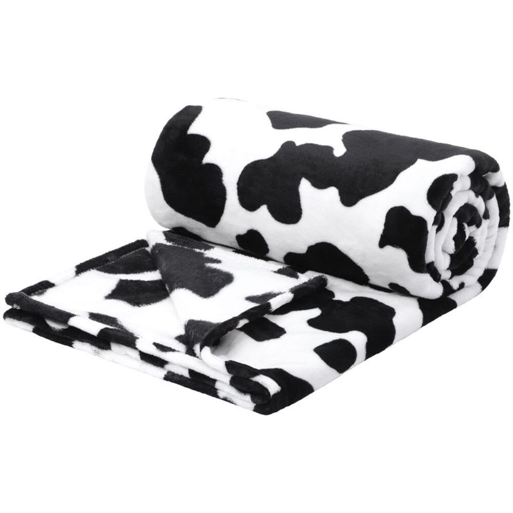 Cow Print 300GSM Fleece Flannel Throw Blanket 59" x 79"